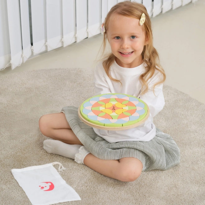 Mandala pastel Montessori mosaïque de fleurs