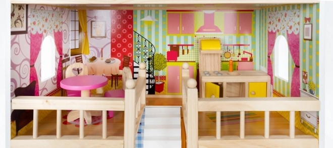 Maison de poupée en bois avec équipements 90 cm
