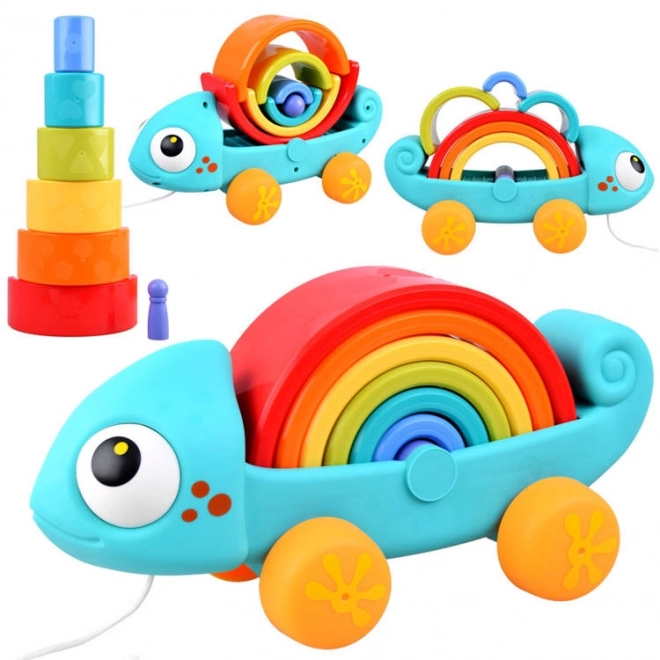 Puzzle arc-en-ciel Caméléon Montessori 18m+