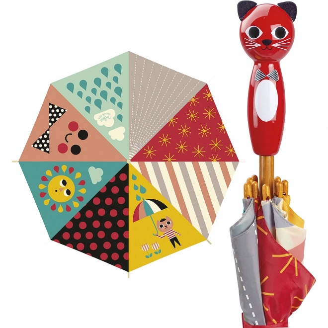 Parapluie coloré pour enfants avec poignée en forme de chat