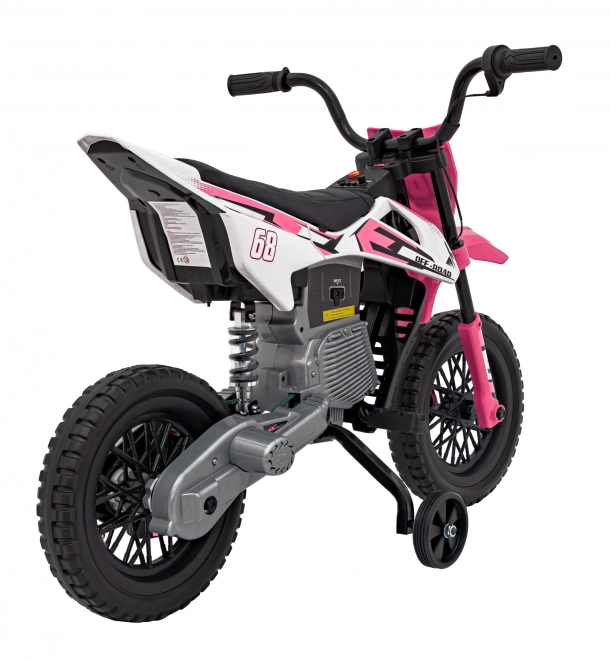 Moto électrique pour enfants rose avec panneau audio et fonction de démarrage libre
