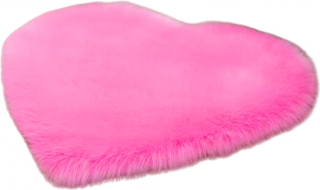 Tapis peluche rose en forme de cœur 40x50 cm