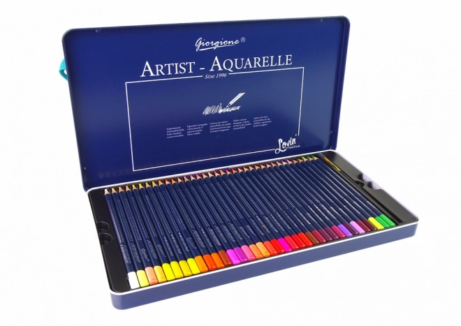 Set de 36 crayons aquarellables dans une boîte en métal