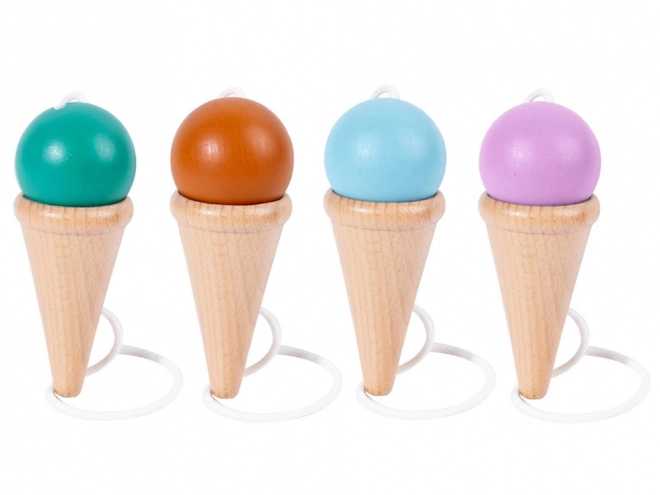 Jeu d'adresse en bois attrape-boules