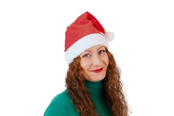 Bonnet de Noël pour adultes tissu diamètre 29 cm sur une carte de carnaval