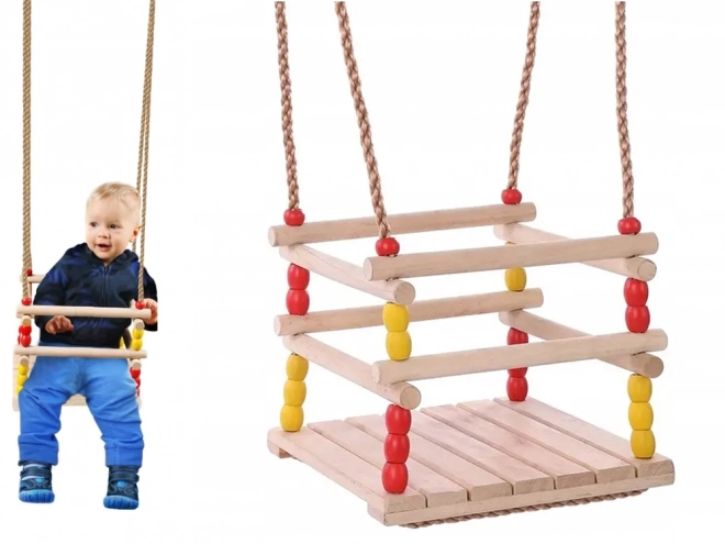 Balançoire de jardin pour enfants avec balustrade en bois