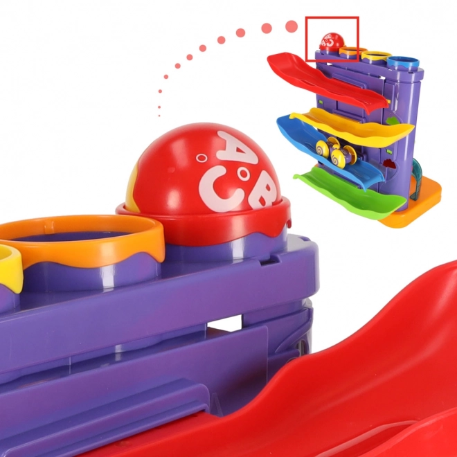 Piste de course pour enfants avec marteau et circuit à billes