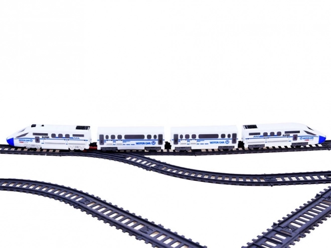 Train de passagers avec wagons sur voie de 9m