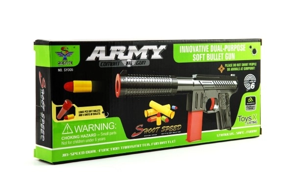 Pistolet à fléchettes en mousse 2pcs + fusil à bouchons 5pcs plastique 30cm en boîte