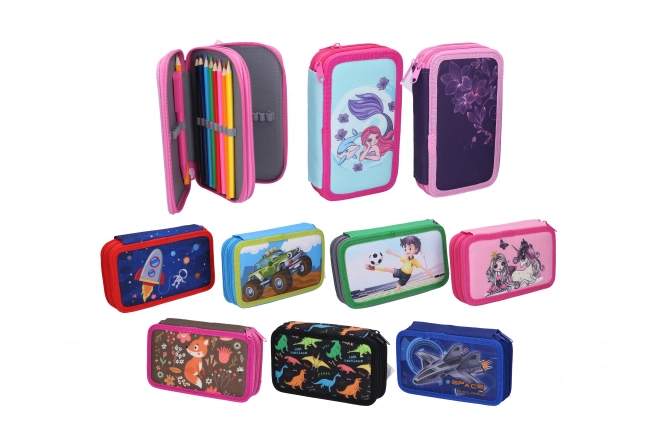 Trousse textile à deux étages avec équipement