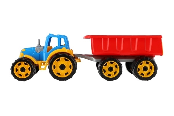 Tracteur avec remorque en plastique 53cm à roue libre en filet
