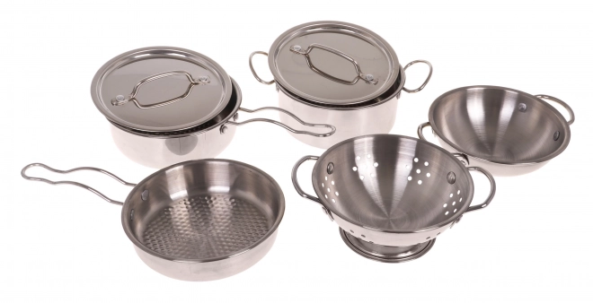 Ensemble de casseroles en métal pour enfants 3+ avec accessoires de cuisine et tablier