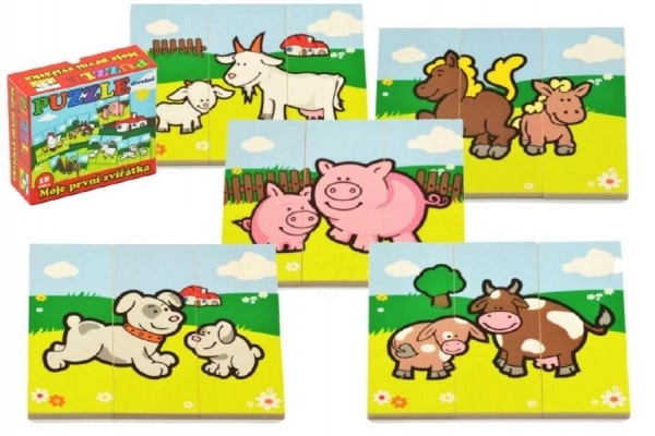 Puzzle Mes premiers animaux en bois 18 pièces pour les plus petits en boîte 13x11,5x4,5cm 12m+ MPZ