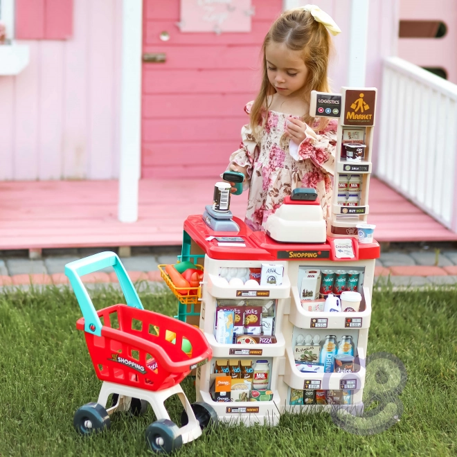 Supermarché avec chariot et scanner