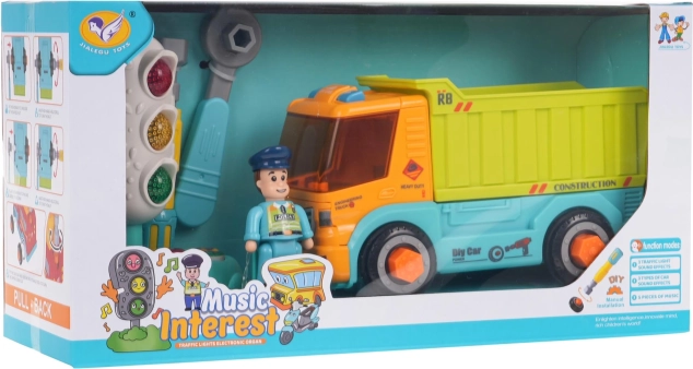 Benne à visser avec accessoires et jeu de feux tricolores lumineux