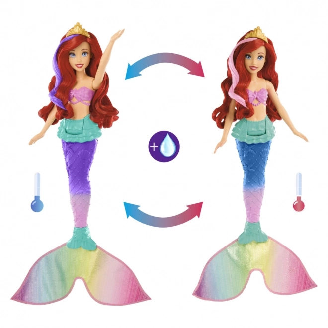 MATTEL Disney Princesse poupée Ariel petite sirène nage, change de couleur