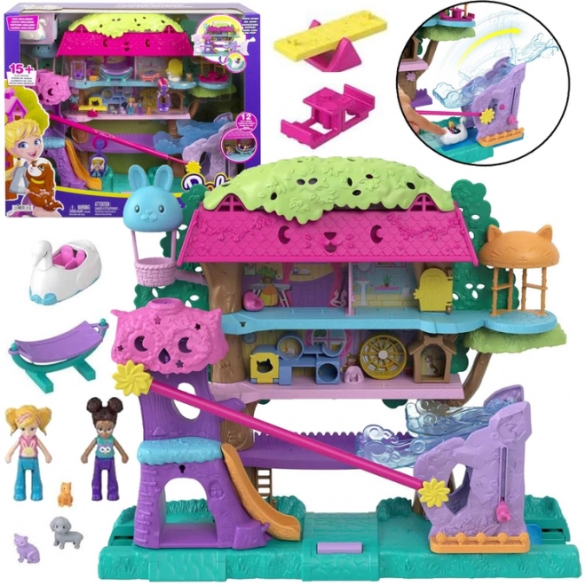 Polly Pocket Ensemble de figurines Aventures des animaux Maison dans les arbres