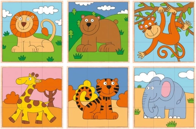 Puzzle en cubes animaux exotiques
