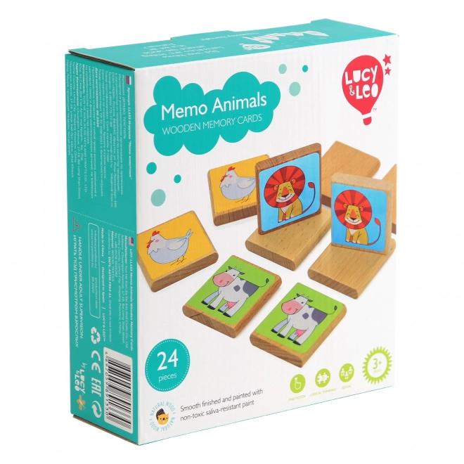 Lucy & Leo Animaux - Mémoire pour enfants en bois 24 cartes