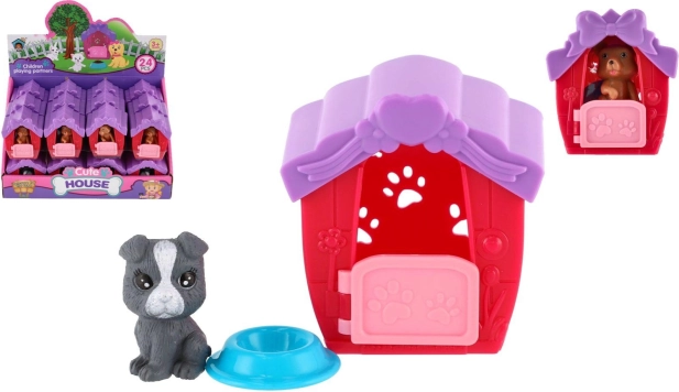 Maisonnette en plastique pour chiot avec gamelle, 6 × 7 cm