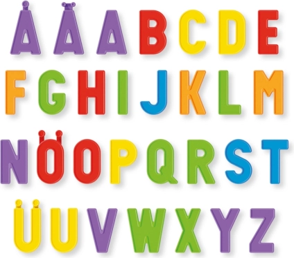 Tableau magnétique double face avec lettres pour enfants – 58 aimants