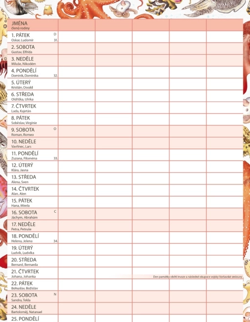 Calendrier de planification familiale Animalium 2026