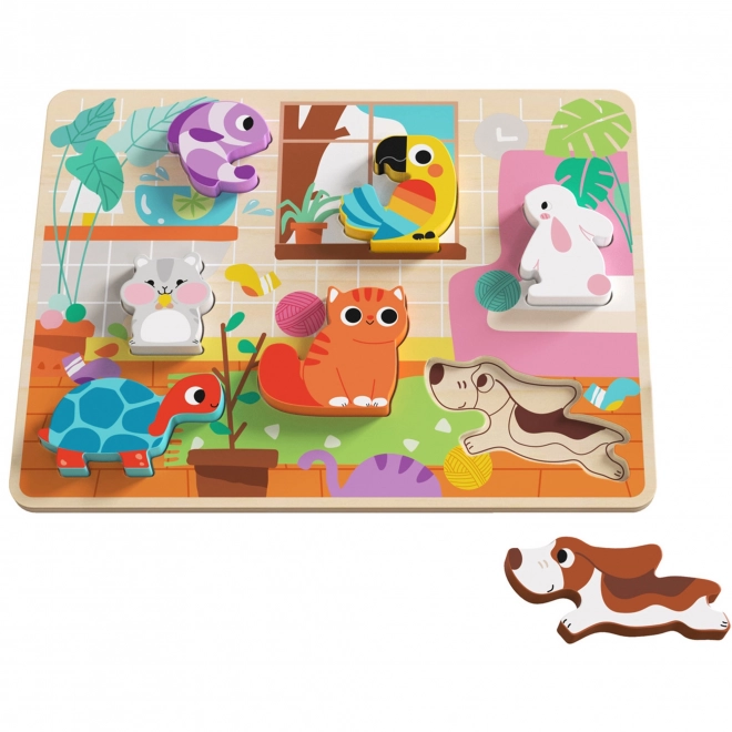 Puzzle en bois Montessori Tooky Toy animaux pour la maison