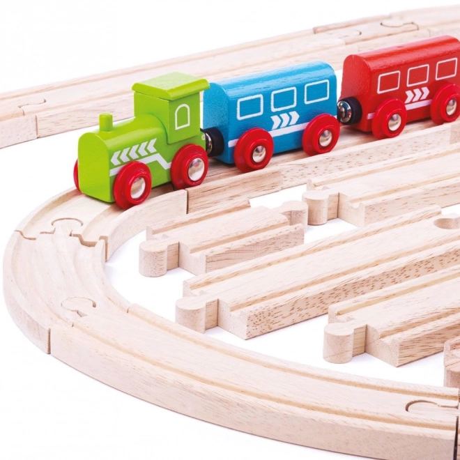 Bigjigs Rail Ensemble de Rails en Bois 24 pièces