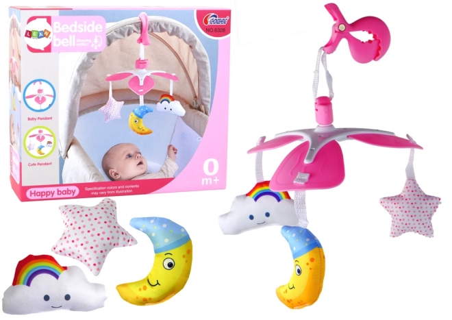 Clip rose pour berceau avec mobile céleste pour enfants