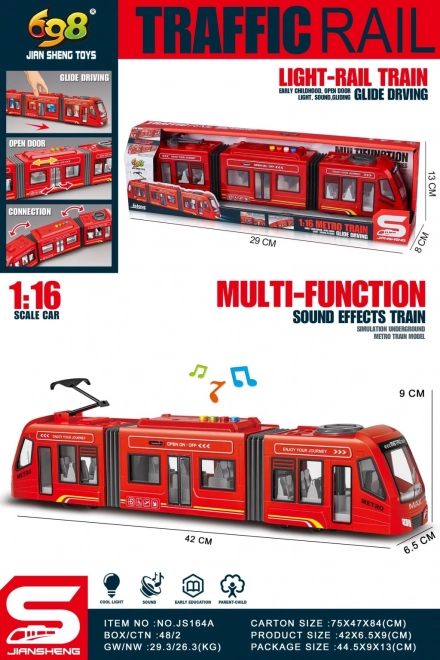 Tramway rouge 1:16 – modèle pour enfants