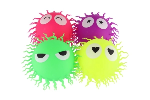 Boule anti-stress pelucheuse en silicone de 14 cm avec lumière 4 couleurs dans un sac 6 pcs dans une boîte