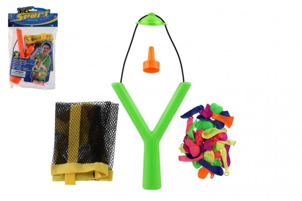 Lance-pierre avec bombes à eau/ballons 36 pcs plastique 14x19cm 2 couleurs dans un sac