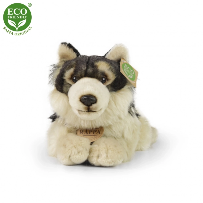 Loup en peluche couché 35 cm écologique