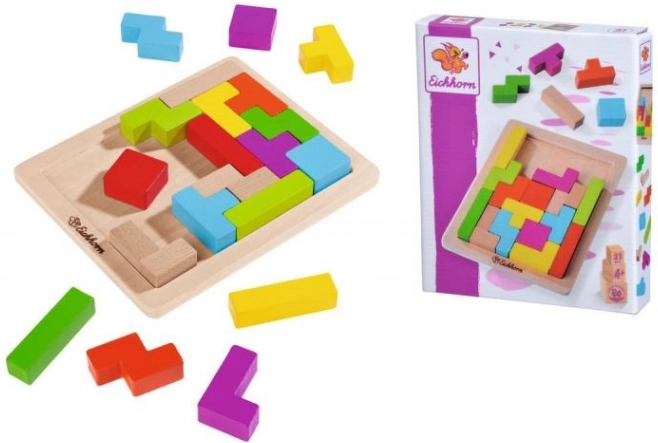 Jeu d’adresse en bois – assemblage de formes, 20 blocs