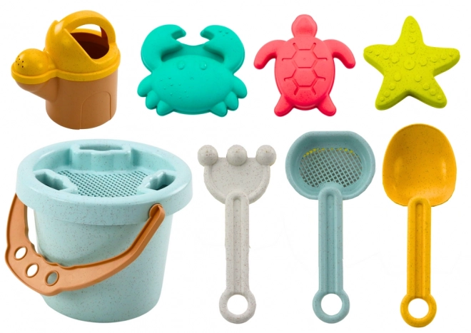 Ensemble de plage Seau Pelle Râteau Tamiseur Moules Pastel
