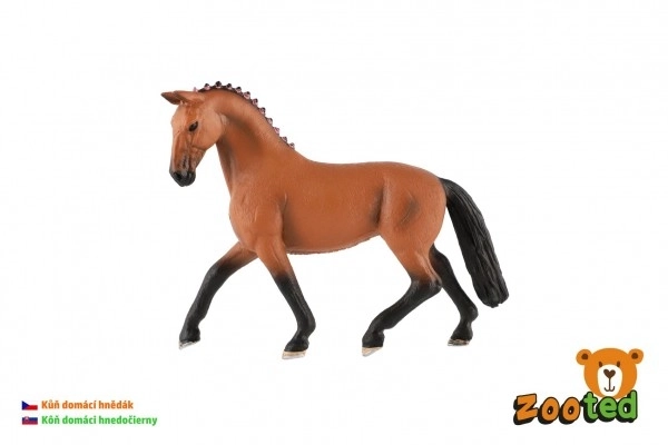 Cheval domestique brun zooted plastique 13cm dans un sachet