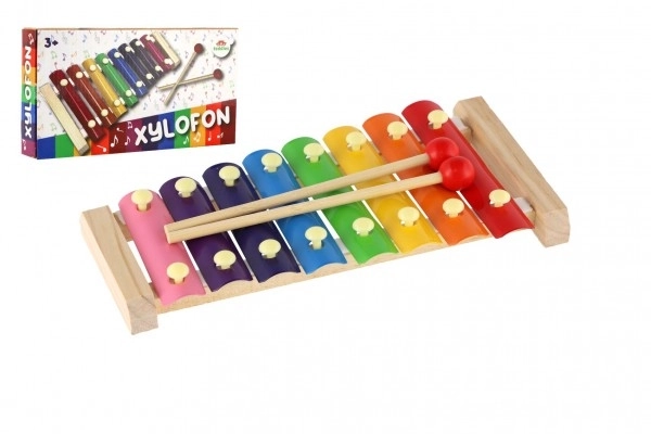 Xylophone bois/métal 24cm avec baguettes dans boîte 25x13x4cm