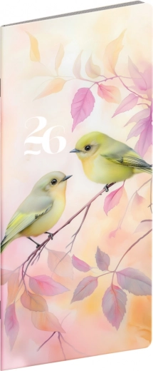 Agenda de poche Oiseaux mensuel 8 x 18 cm