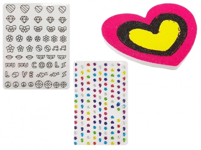 Ensemble de décoration des ongles pour enfants avec un distributeur de paillettes et des autocollants colorés