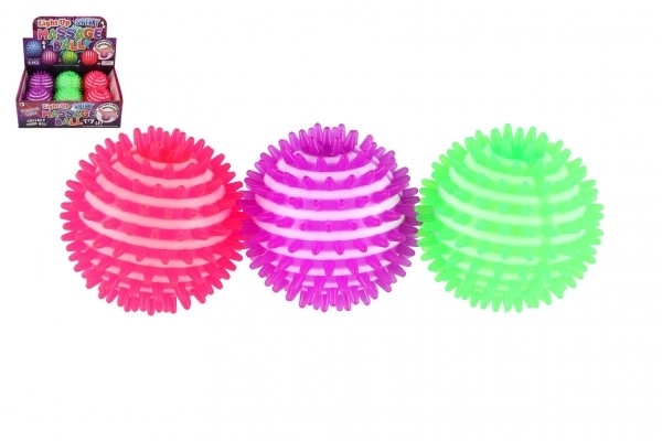 Balle de massage antistress en caoutchouc 8cm à piles avec lumière 6pcs en boîte