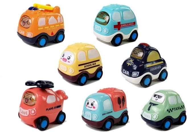 Ensemble de voitures jouets pour enfants avec corde 7 pièces