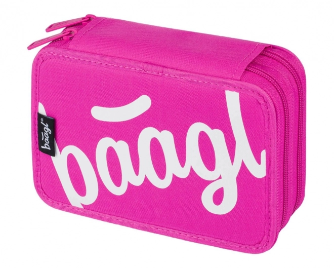 Trousse scolaire à deux étages Logo rose BAAGL