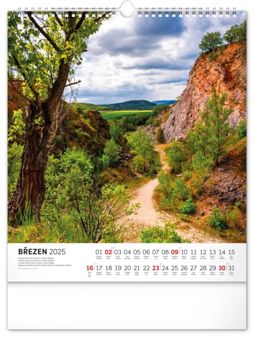 Calendrier mural NOTIQUE Balades dans le paysage tchèque 2025, 30 x 34 cm