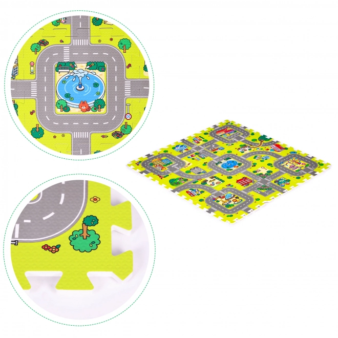 Tapis de jeu en mousse ville – 9 pièces 90,5 × 90,5 cm IPLAY