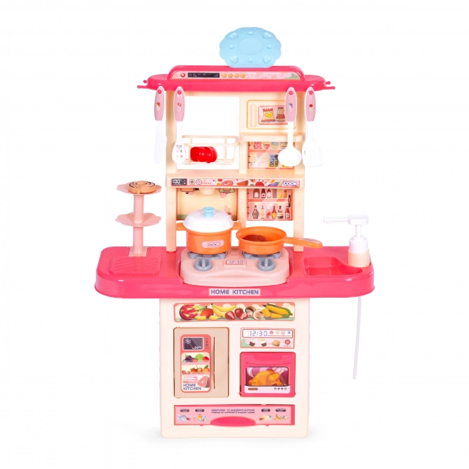 Cuisine pour enfants avec sons, lumières LED, évier, 10 accessoires, rose