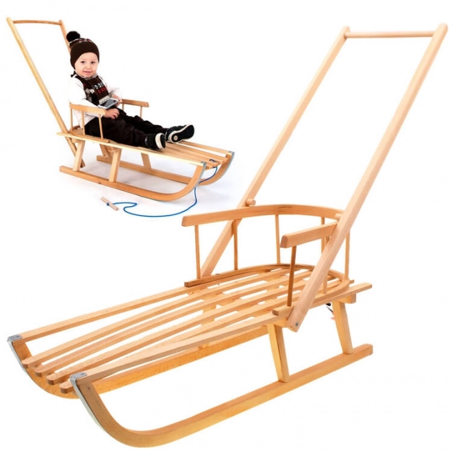 Luge en bois polonaises avec barre de poussée SP0370