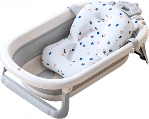 Baignoire pliante pour bébés avec matelas et thermomètre gris