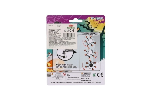 Araignée en plastique rampant sur verre 8x6cm 4 couleurs sur carte