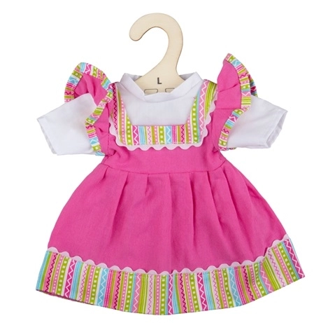 Bigjigs Toys Roza robe avec bord rayé pour poupée – 38 cm
