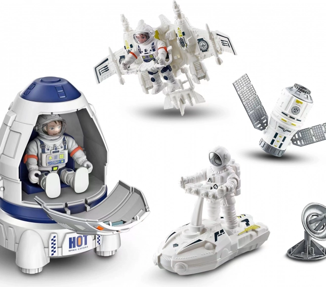 Set spatial avec fusée et 2 figurines d’astronautes